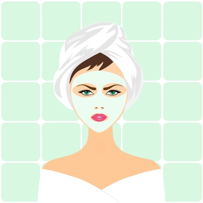 woman with facial mask cartoon
